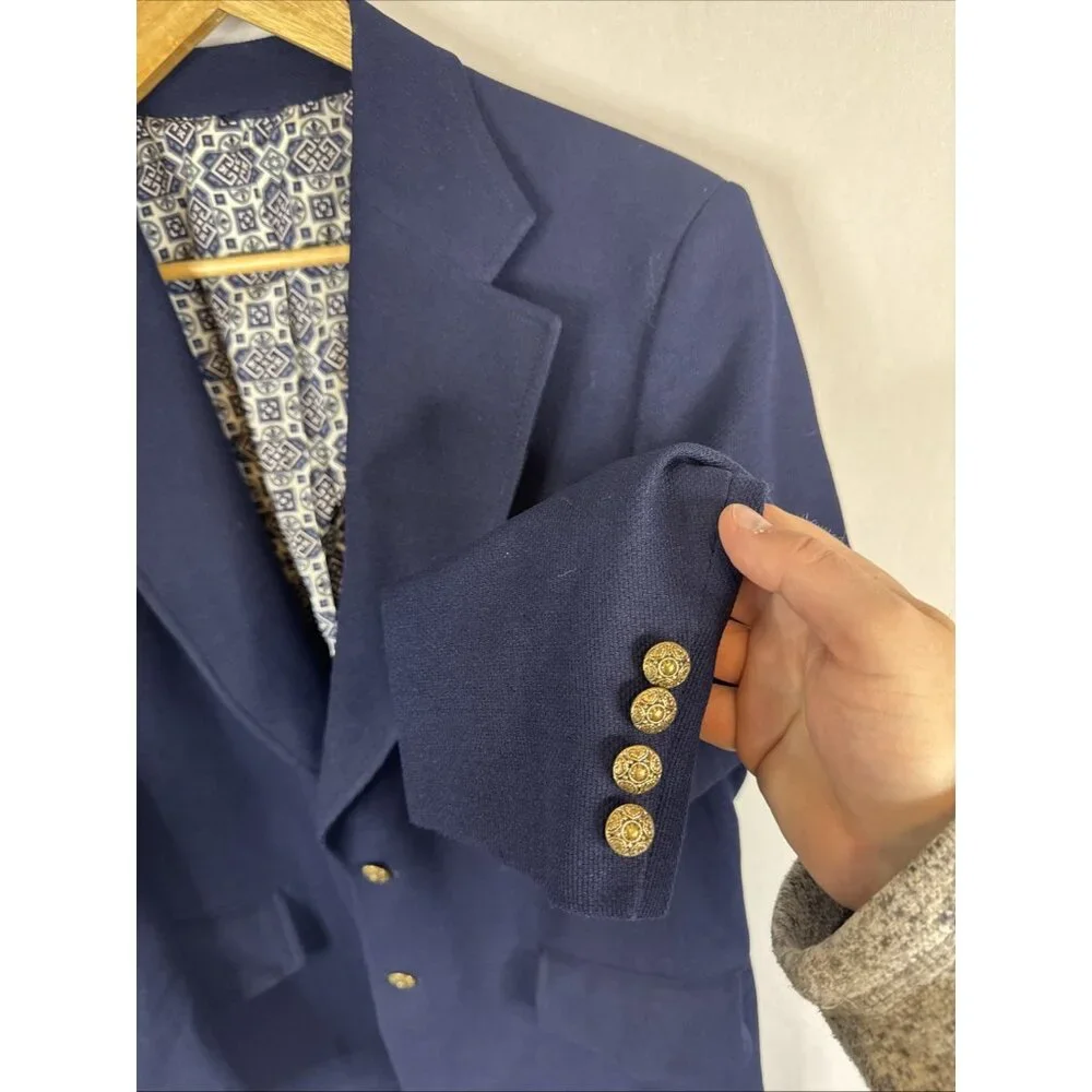Vintage 80s Knits Baycrest Navy Blazer Sport Coat Men’s 40 Hudson’s Bay Polester